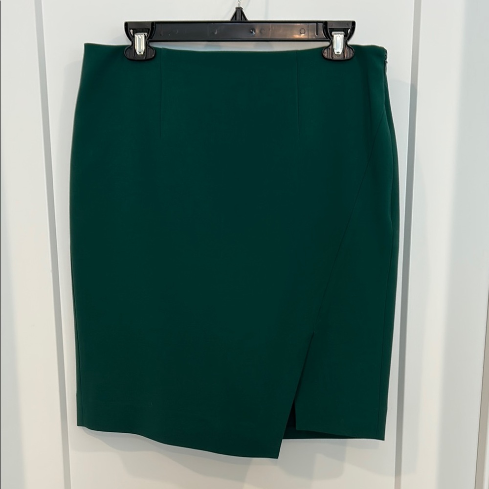 White House Black Market Green Pencil Skirt with Wrap and Slit